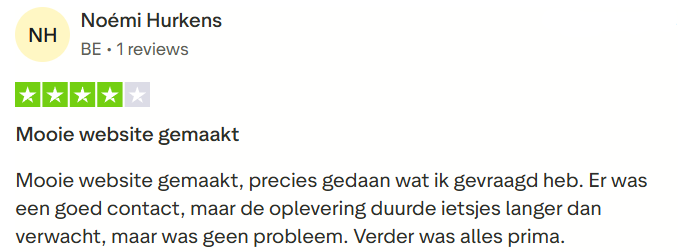 Trustpilot review van Noemi Hurkens: Mooie website gemaakt