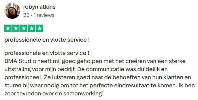Trustpilot review van robyn atkins: professionele en vlotte service